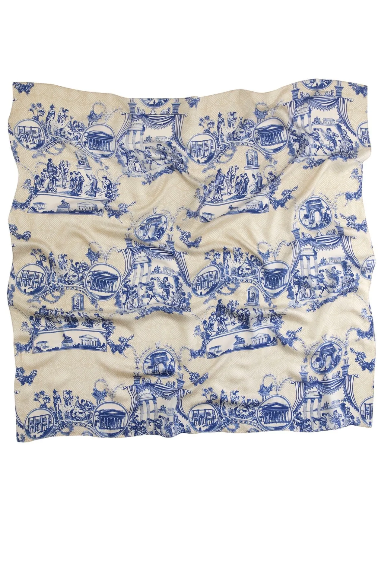 One Hundred Stars Ancient Columns Blue Silk Scarf