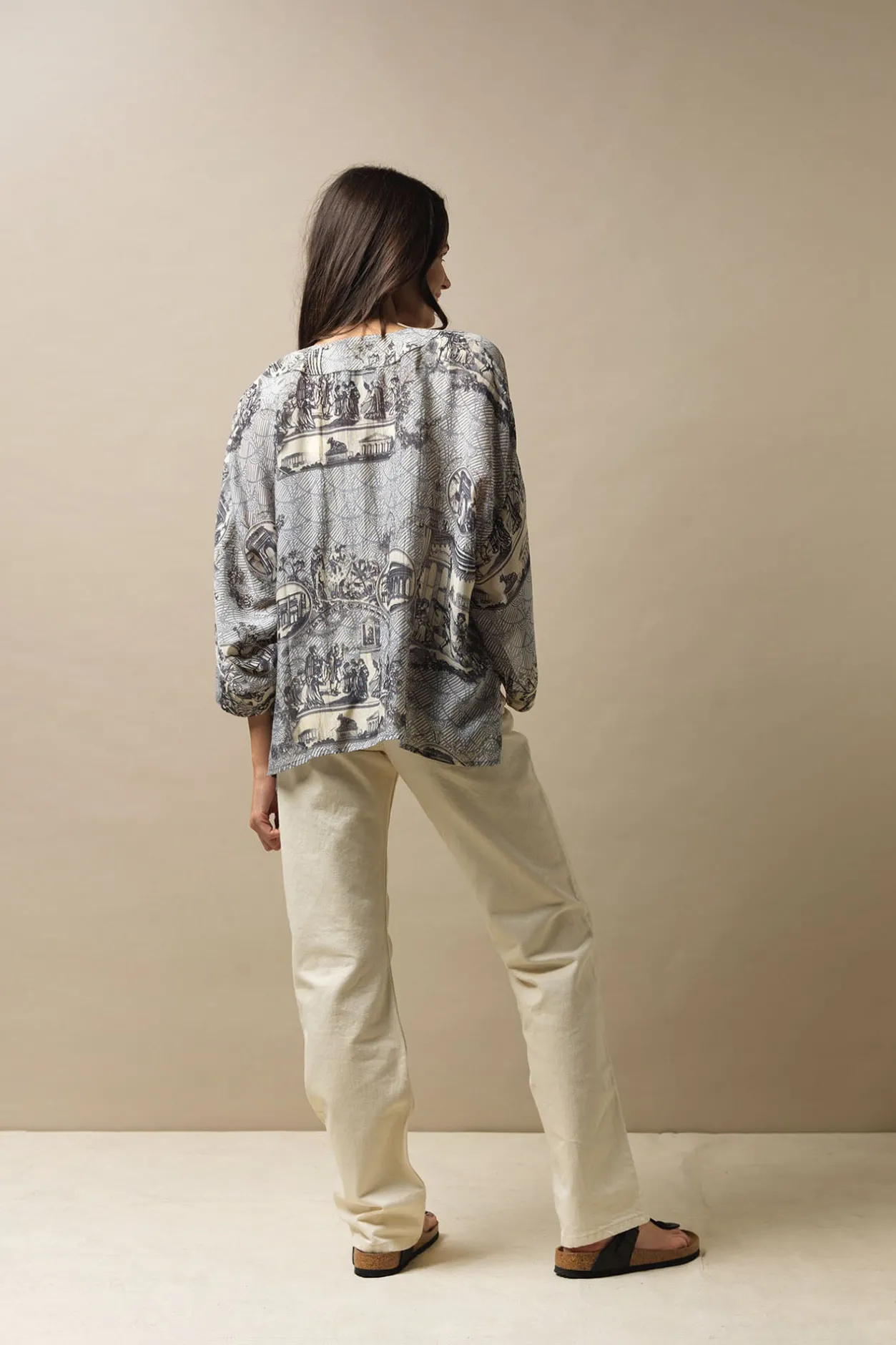 Women One Hundred Stars Ancient Columns Charcoal Kimono