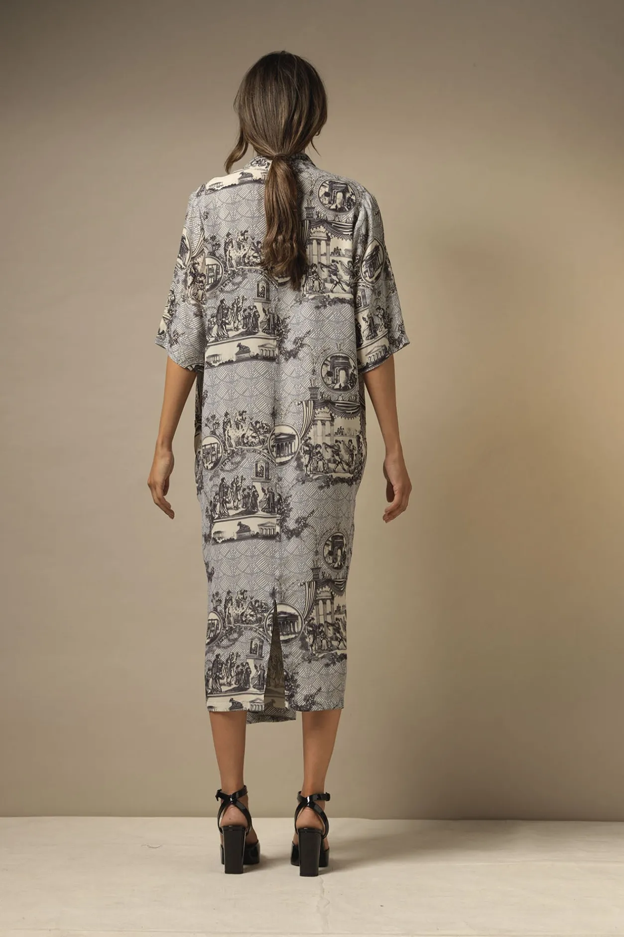 Women One Hundred Stars Ancient Columns Charcoal Rachel Dress