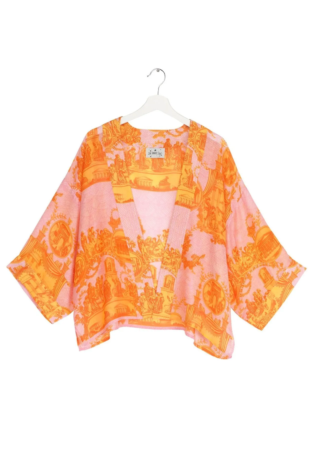 Women One Hundred Stars Ancient Columns Orange Kimono