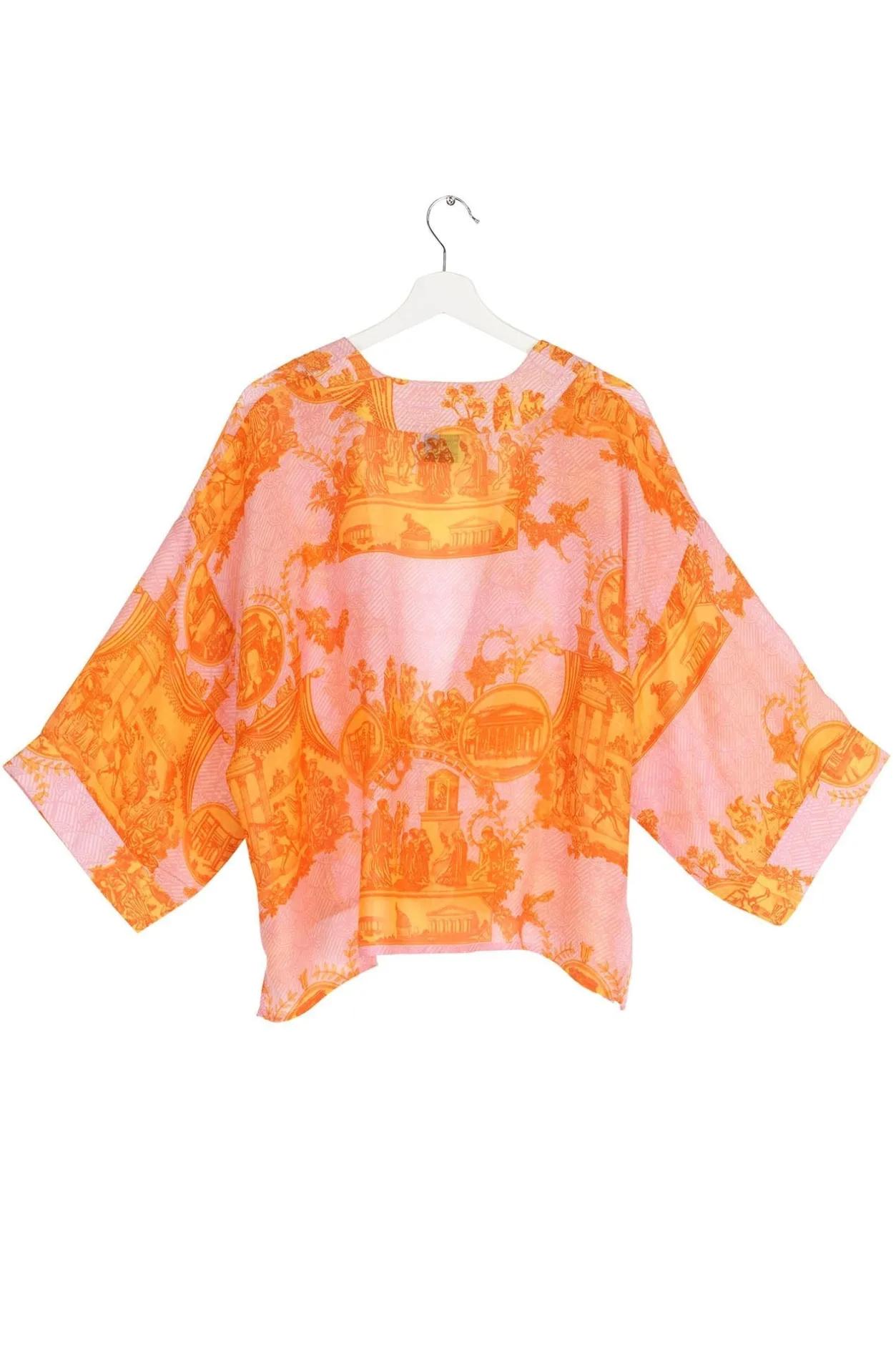Women One Hundred Stars Ancient Columns Orange Kimono