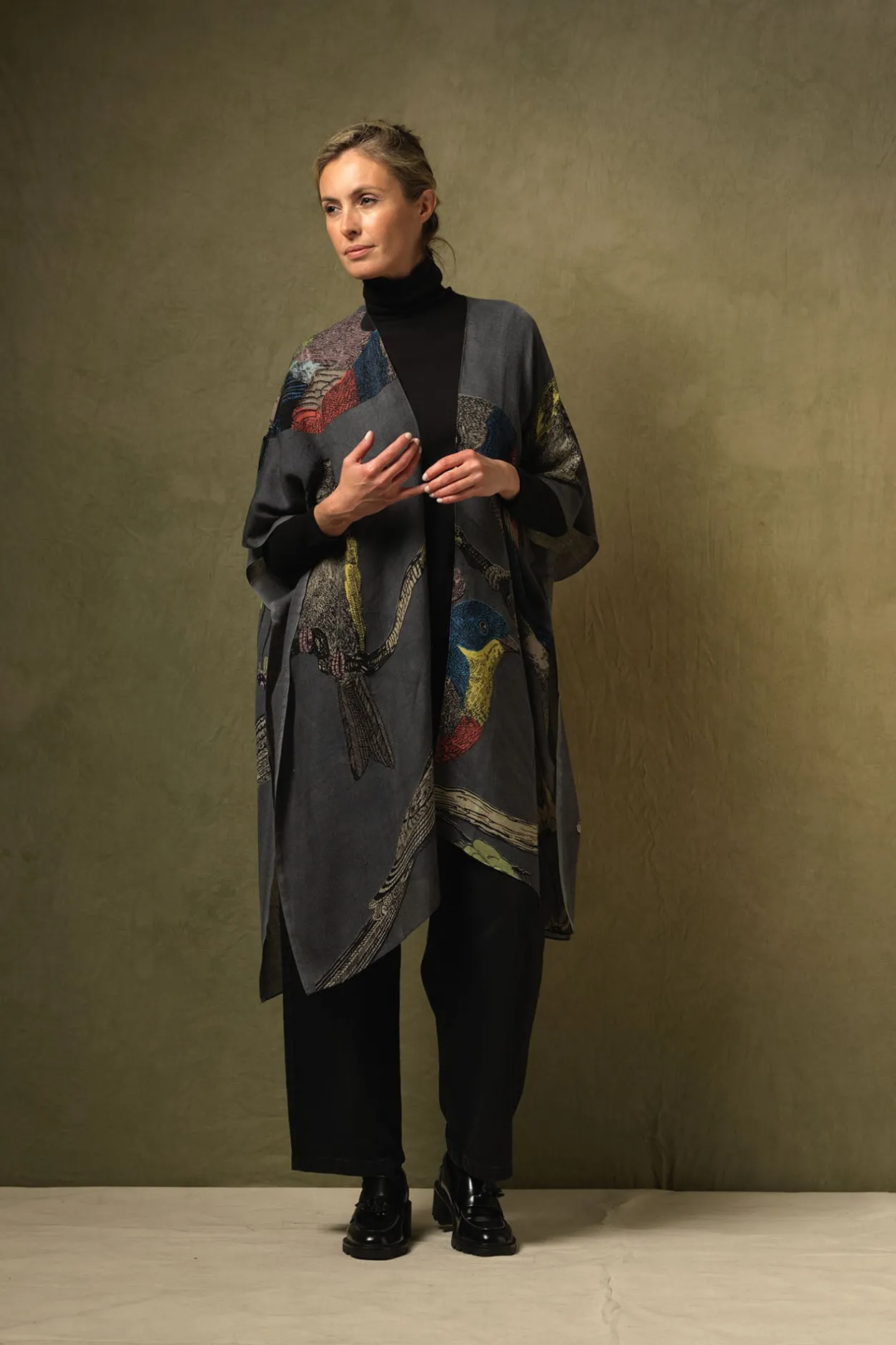 Women One Hundred Stars Bird Ink Wool Throwover