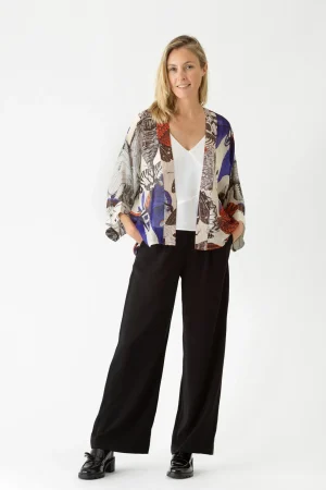 Women One Hundred Stars Butterflies Cobalt Kimono