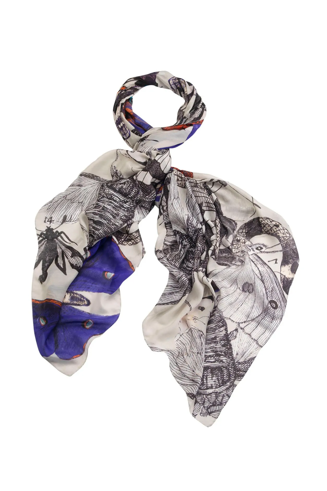 One Hundred Stars Butterflies Cobalt Scarf