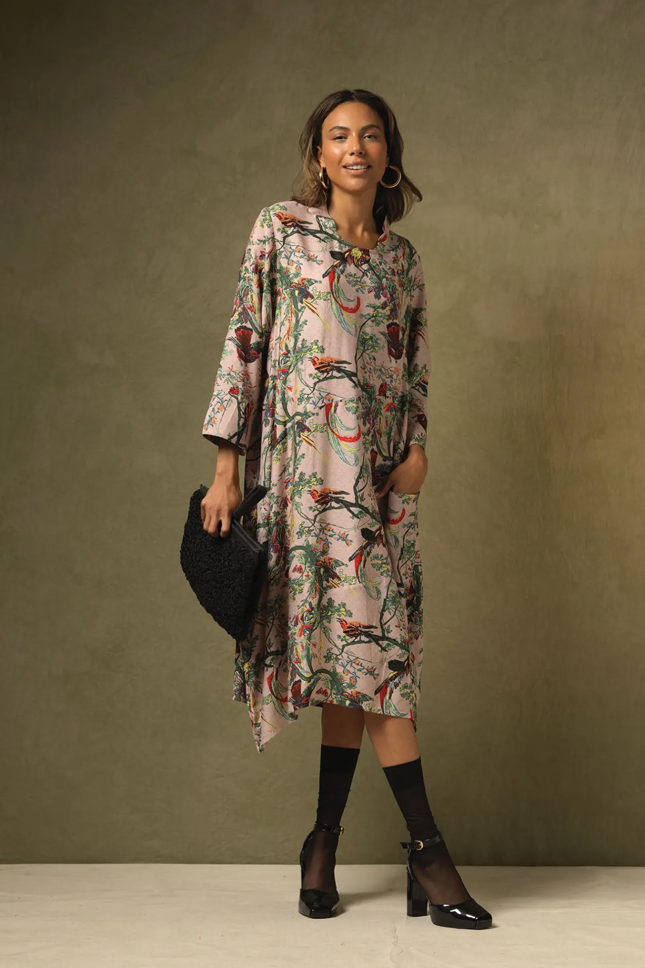 Women One Hundred Stars Chinoiserie Pink Asymmetric Dress