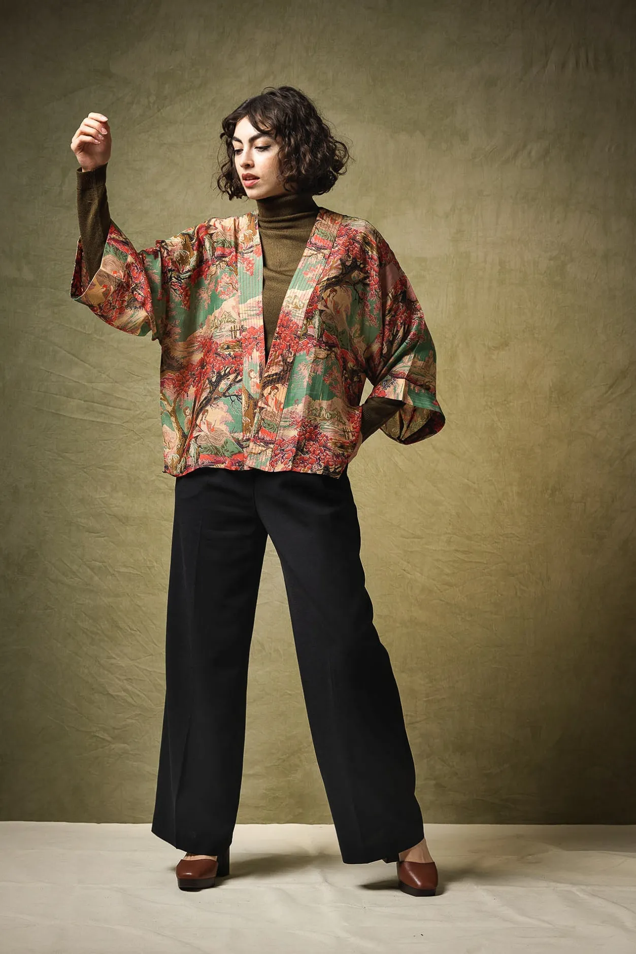 Women One Hundred Stars Country Toile Berry Kimono