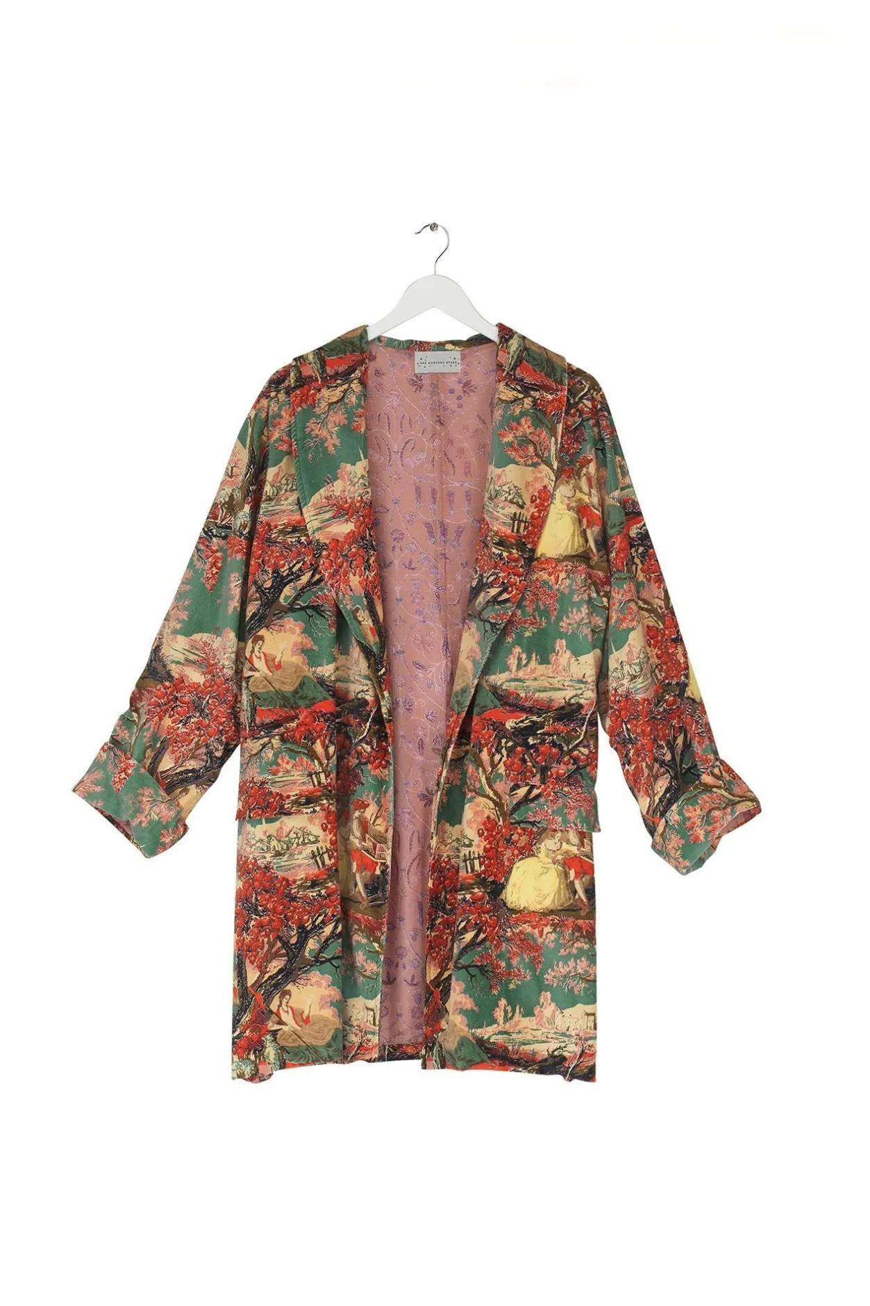 Women One Hundred Stars Country Toile Berry Velvet Boyfriend Jacket