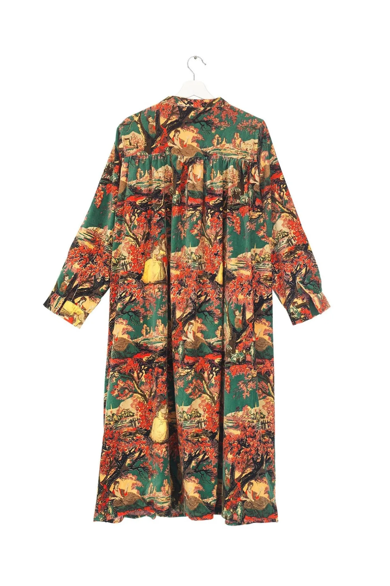 Women One Hundred Stars Country Toile Berry Velvet Duster Coat