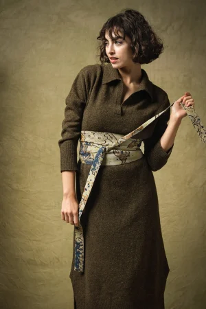 One Hundred Stars Dhurrie Taupe Obi Belt