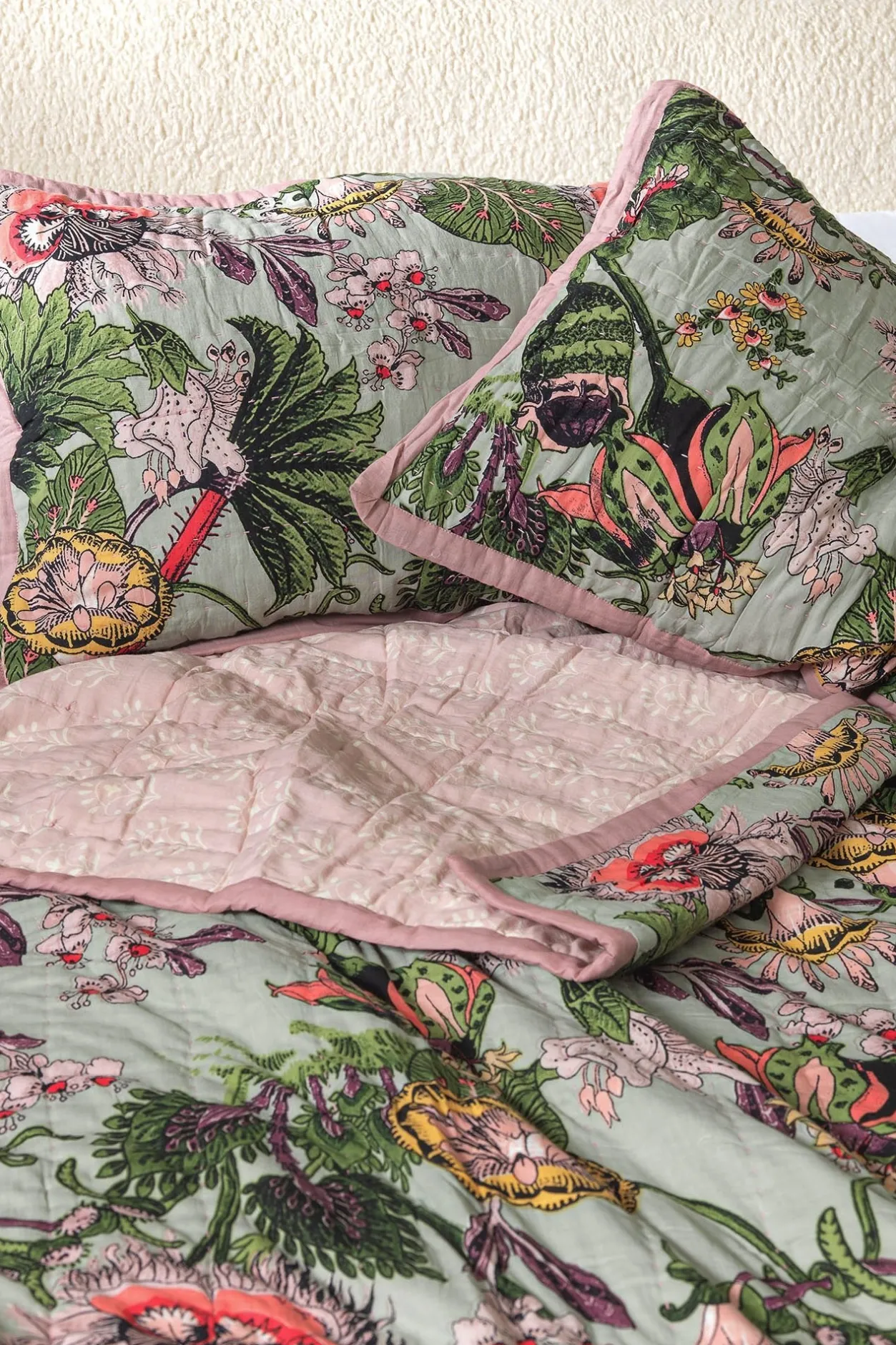 One Hundred Stars Eccentric Blooms Putty Bedspread