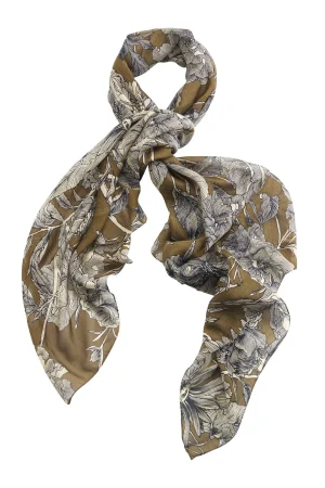 One Hundred Stars Etched Flower Khaki Kew Scarf