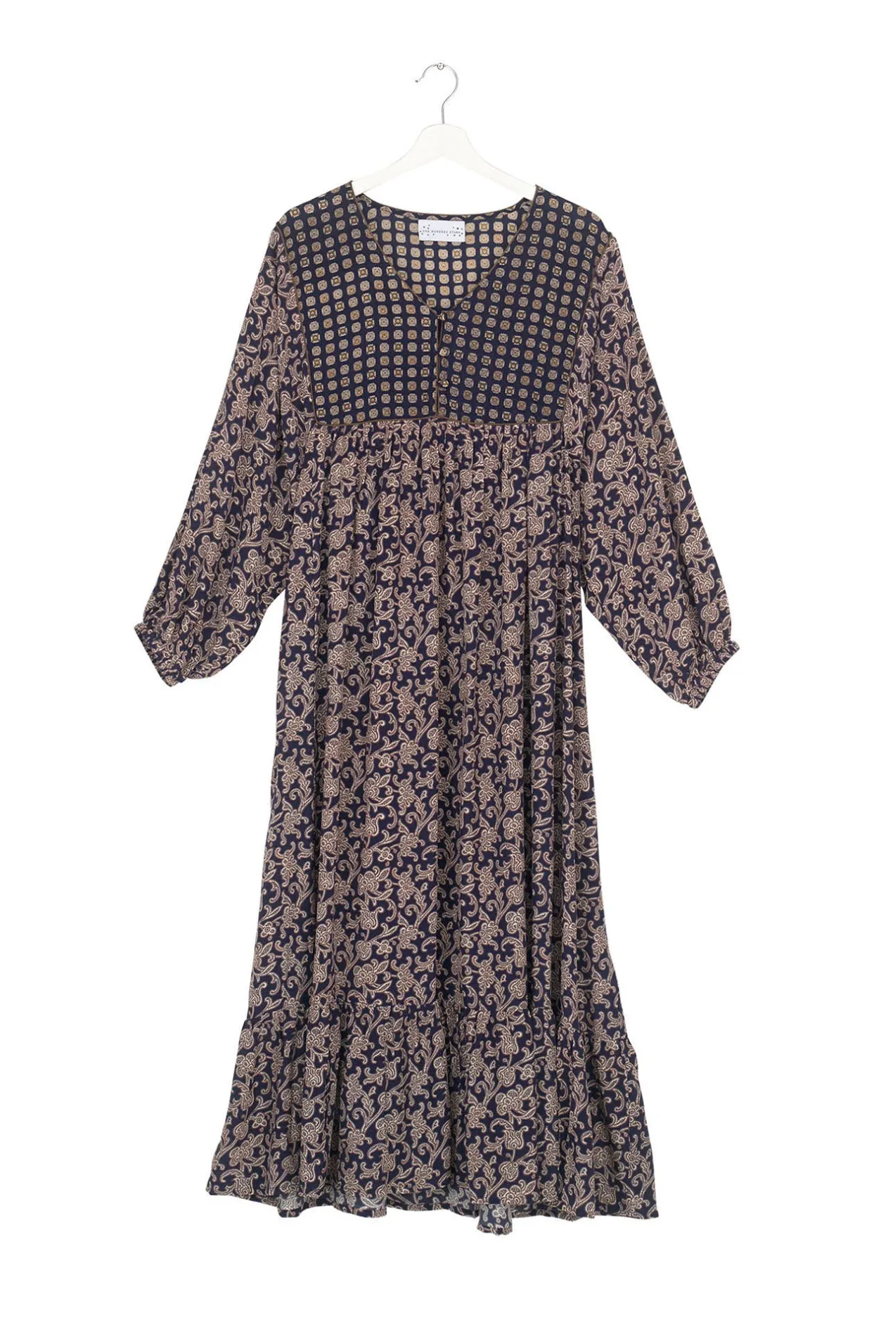 Women One Hundred Stars Floral Paisley Blue Boho Dress