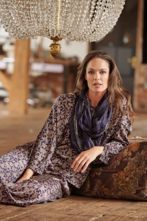 Women One Hundred Stars Floral Paisley Blue Darcy Shirt