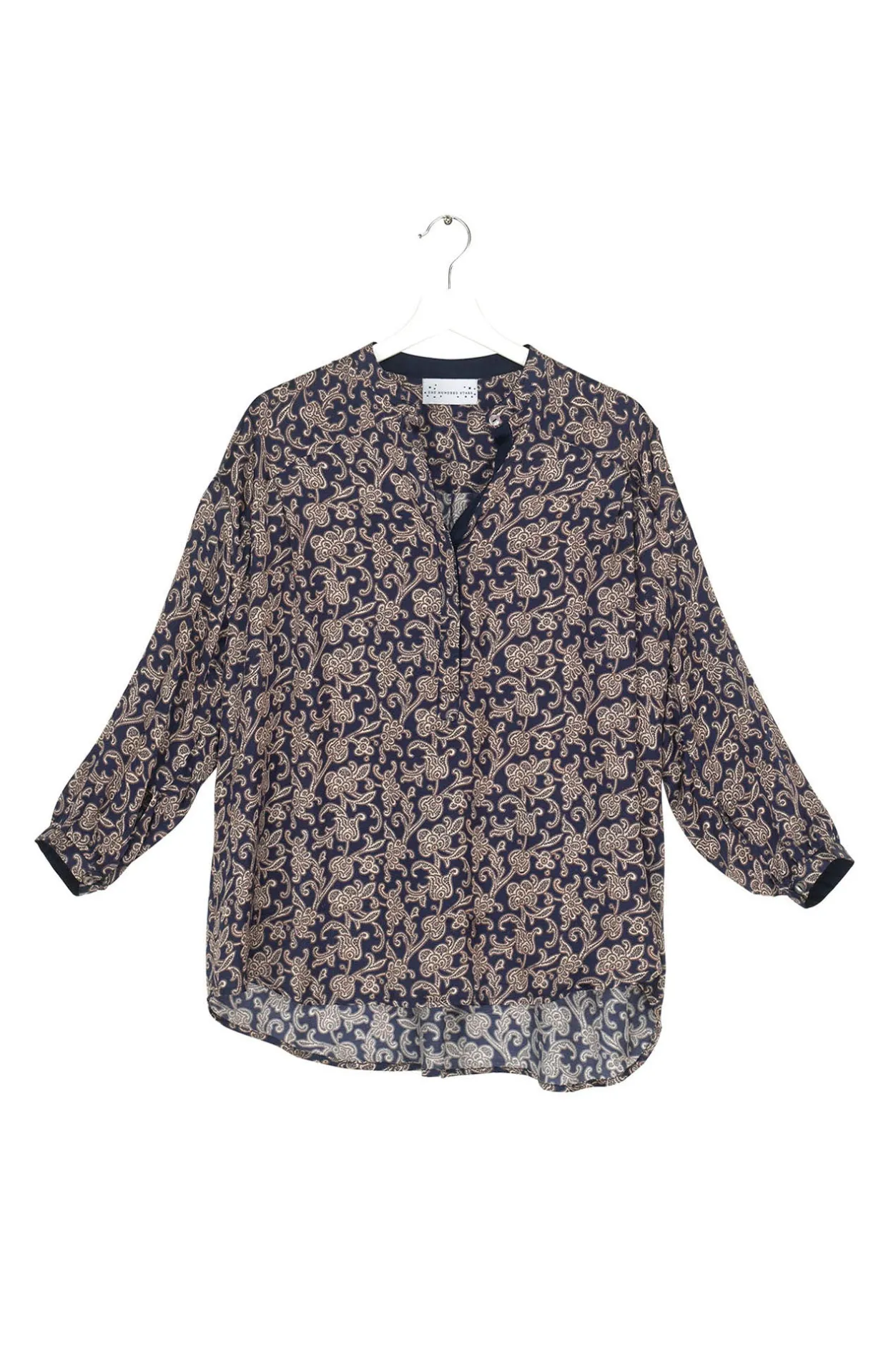 Women One Hundred Stars Floral Paisley Blue Darcy Shirt