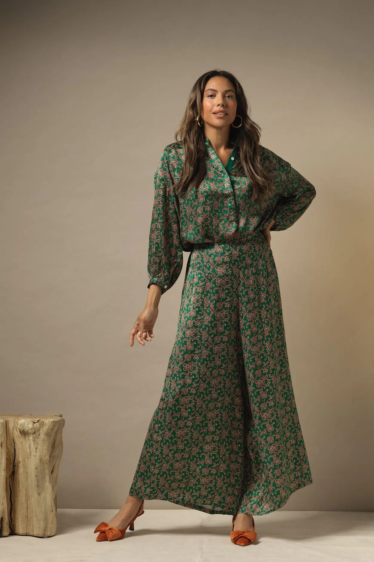 Women One Hundred Stars Floral Paisley Green Darcy Shirt