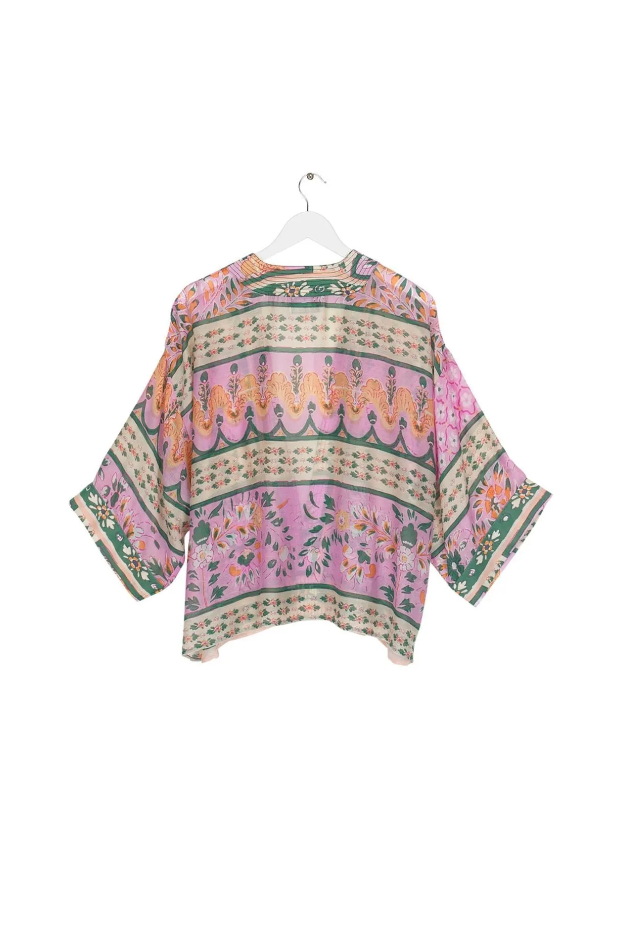 Women One Hundred Stars Folk Flowers Pink Kimono