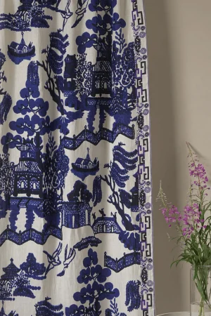 One Hundred Stars Giant Willow Blue Linen Panel