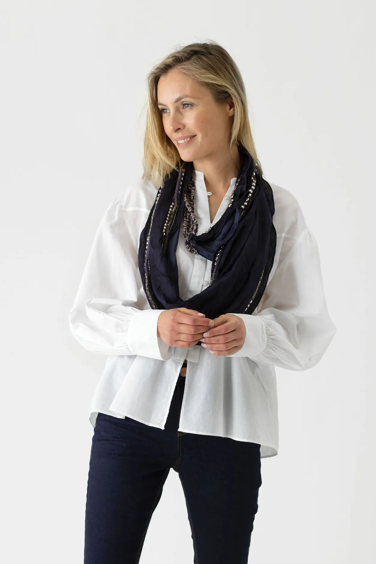 One Hundred Stars Indian Heritage Blue Necklace Scarf