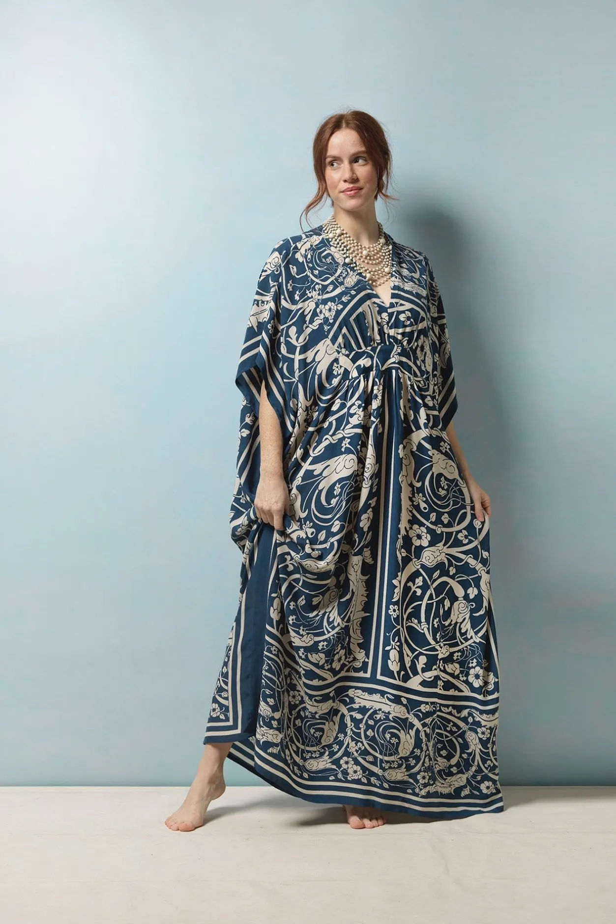 Women One Hundred Stars Jaipur Blue Margeux Kaftan