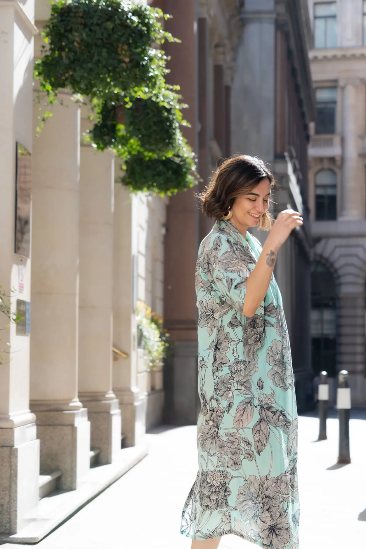 Women One Hundred Stars Kew Etched Floral Aqua Rachel Dress