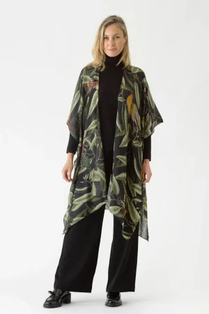 Women One Hundred Stars Kew Evergreen Black Wool Throwover