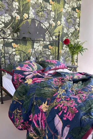 One Hundred Stars Kew Magnolia Blue Bedspread