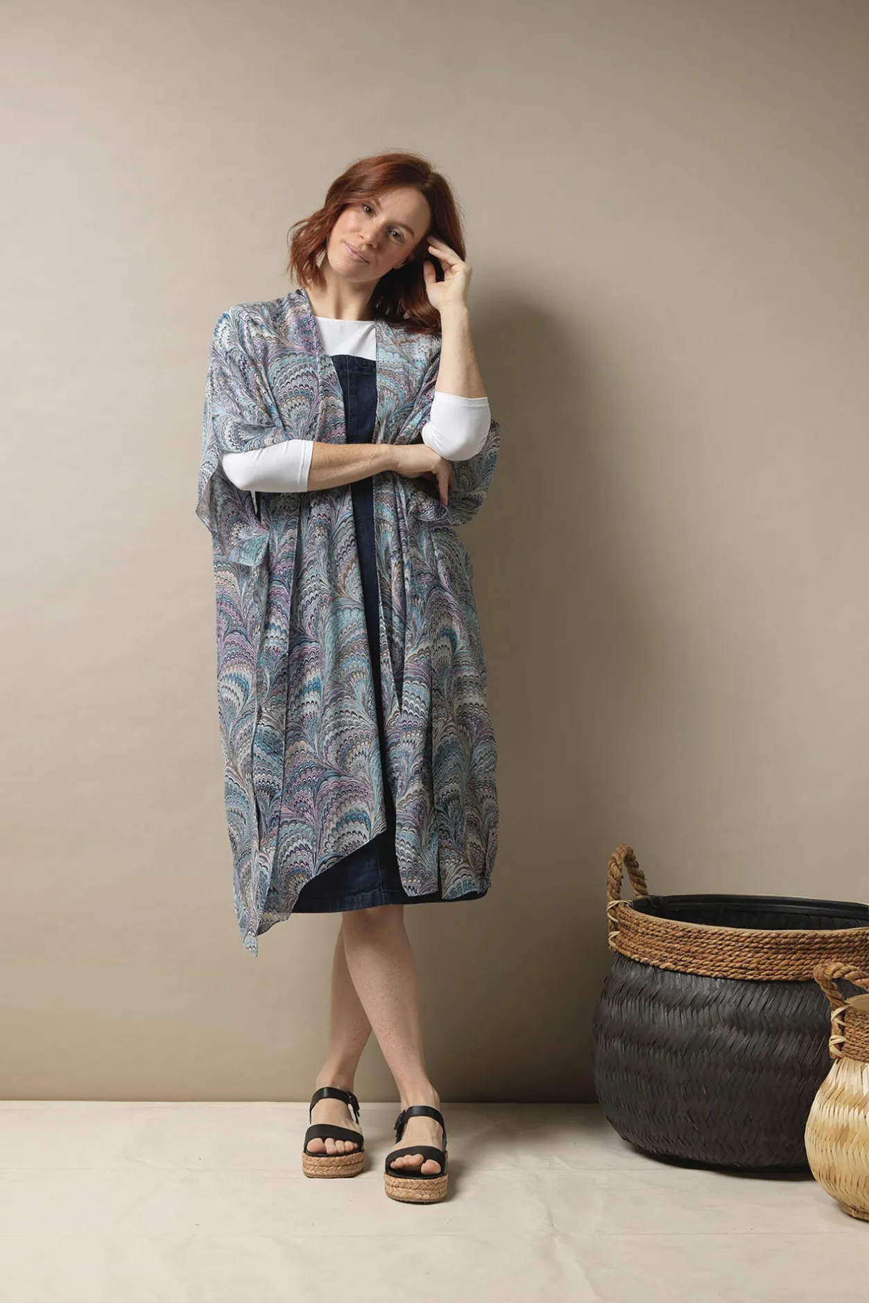 Women One Hundred Stars Marbled Blue Throwover