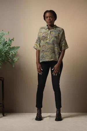 Women One Hundred Stars Marbled Green Pippa Top