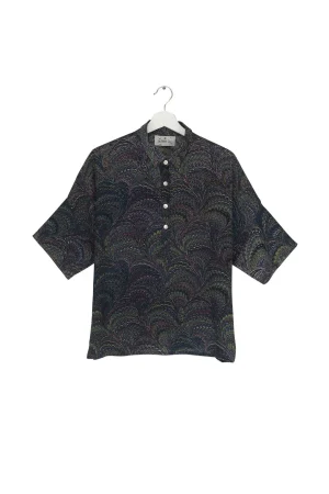 Women One Hundred Stars Marbled Indigo Pippa Top