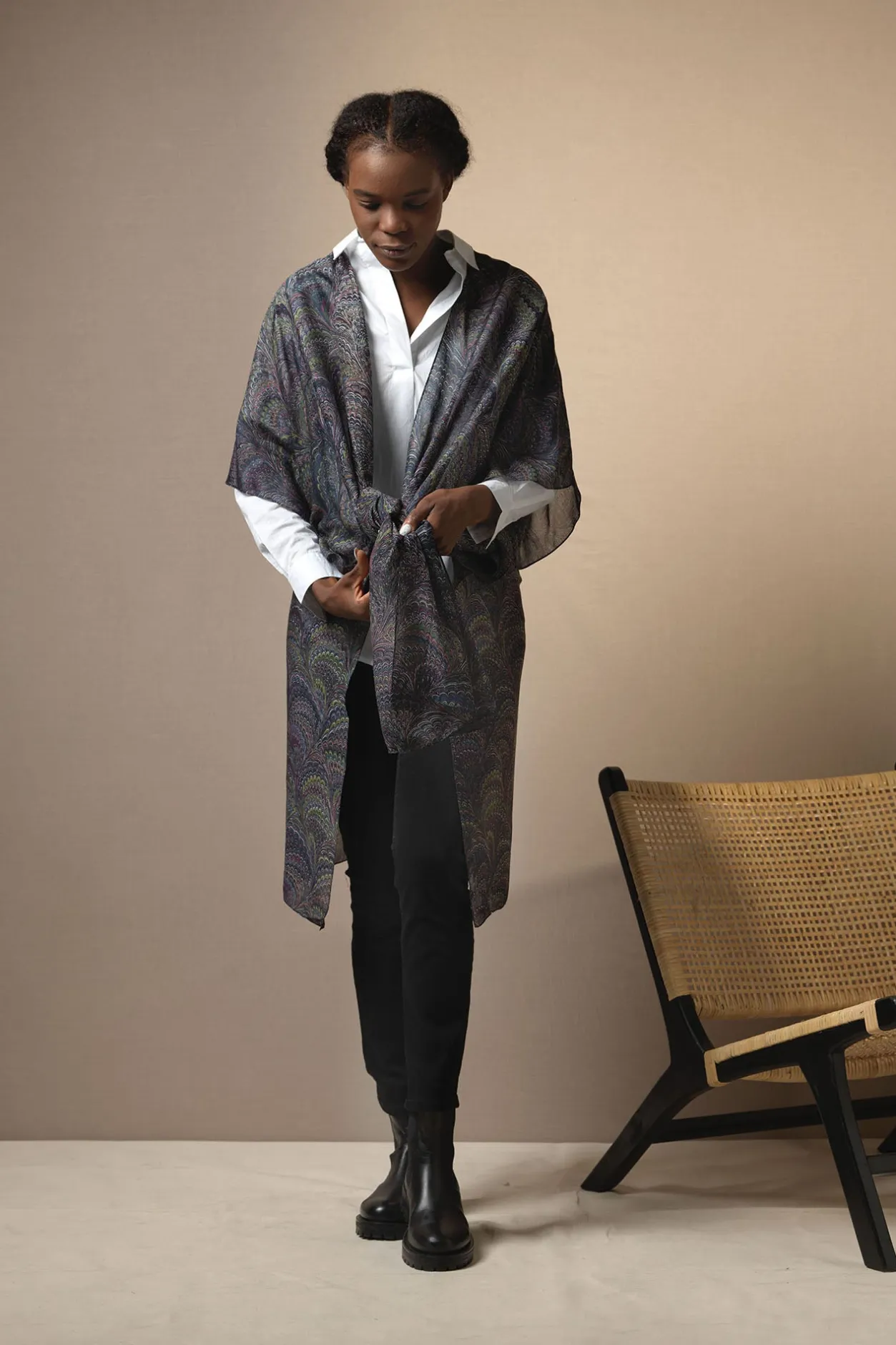 Women One Hundred Stars Marbled Indigo Throwover