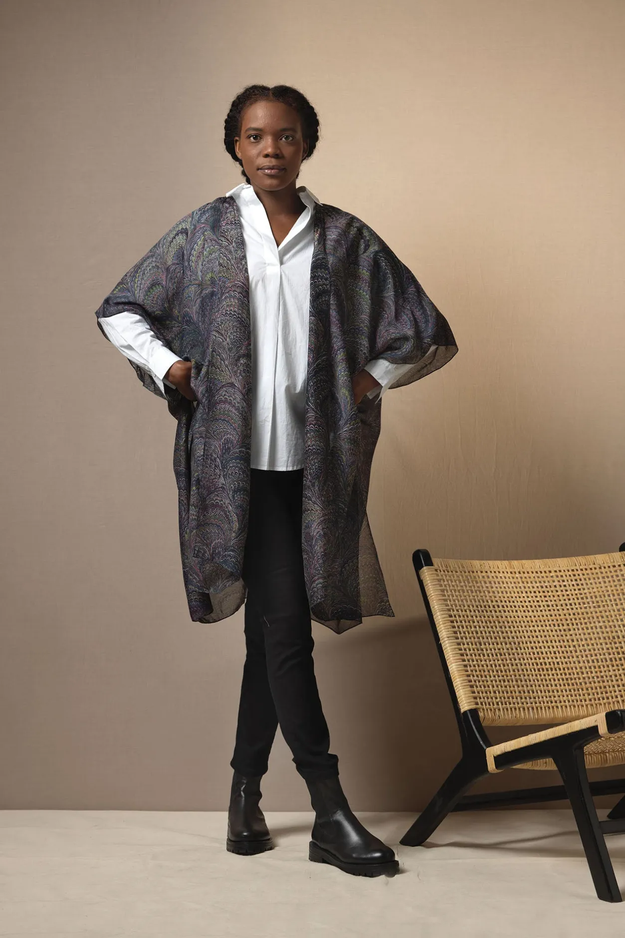 Women One Hundred Stars Marbled Indigo Throwover