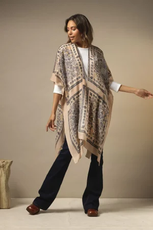 Women One Hundred Stars Mehndi Blue Wool Throwover