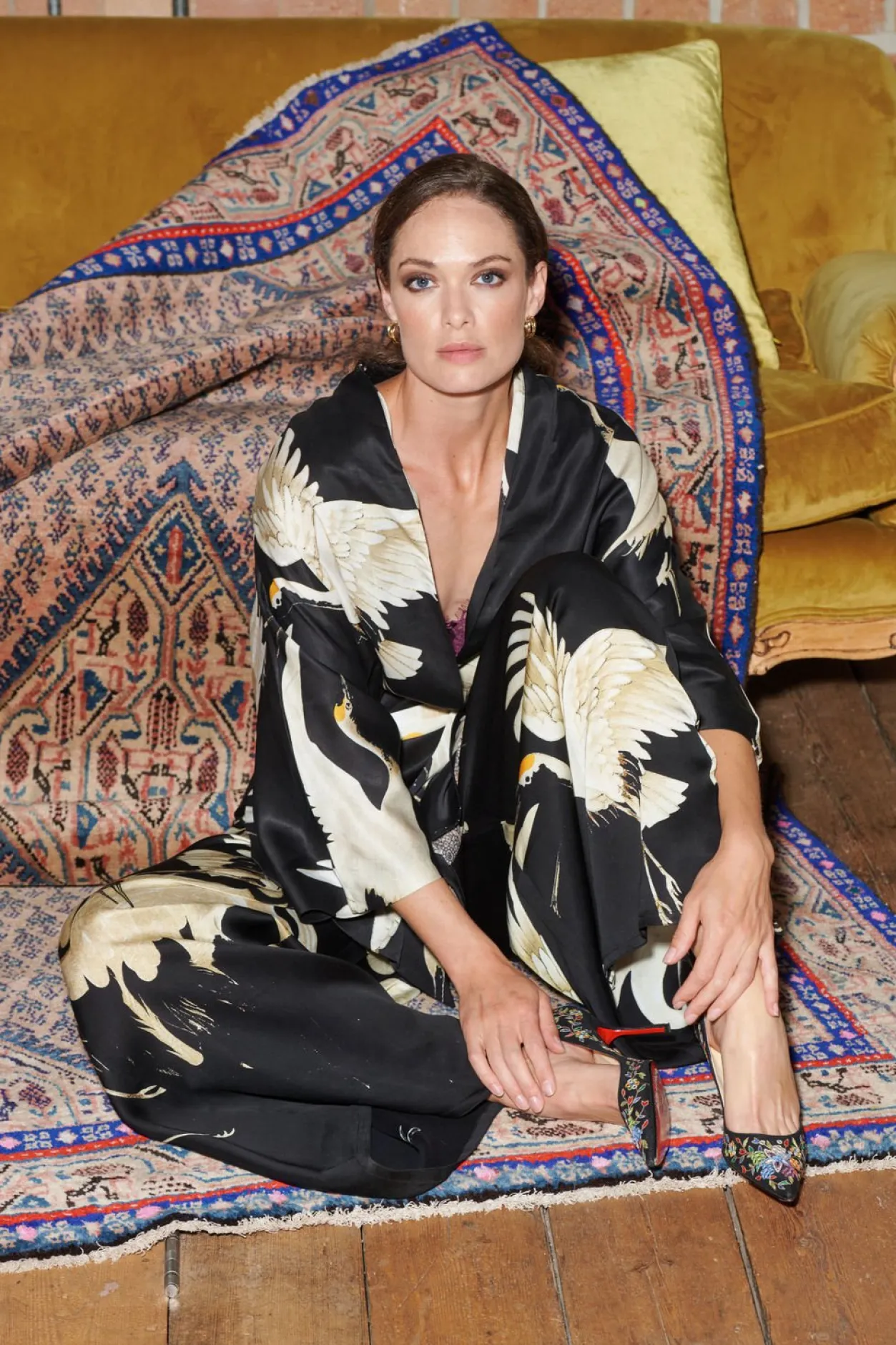 Women One Hundred Stars Stork Black Palazzo Pant