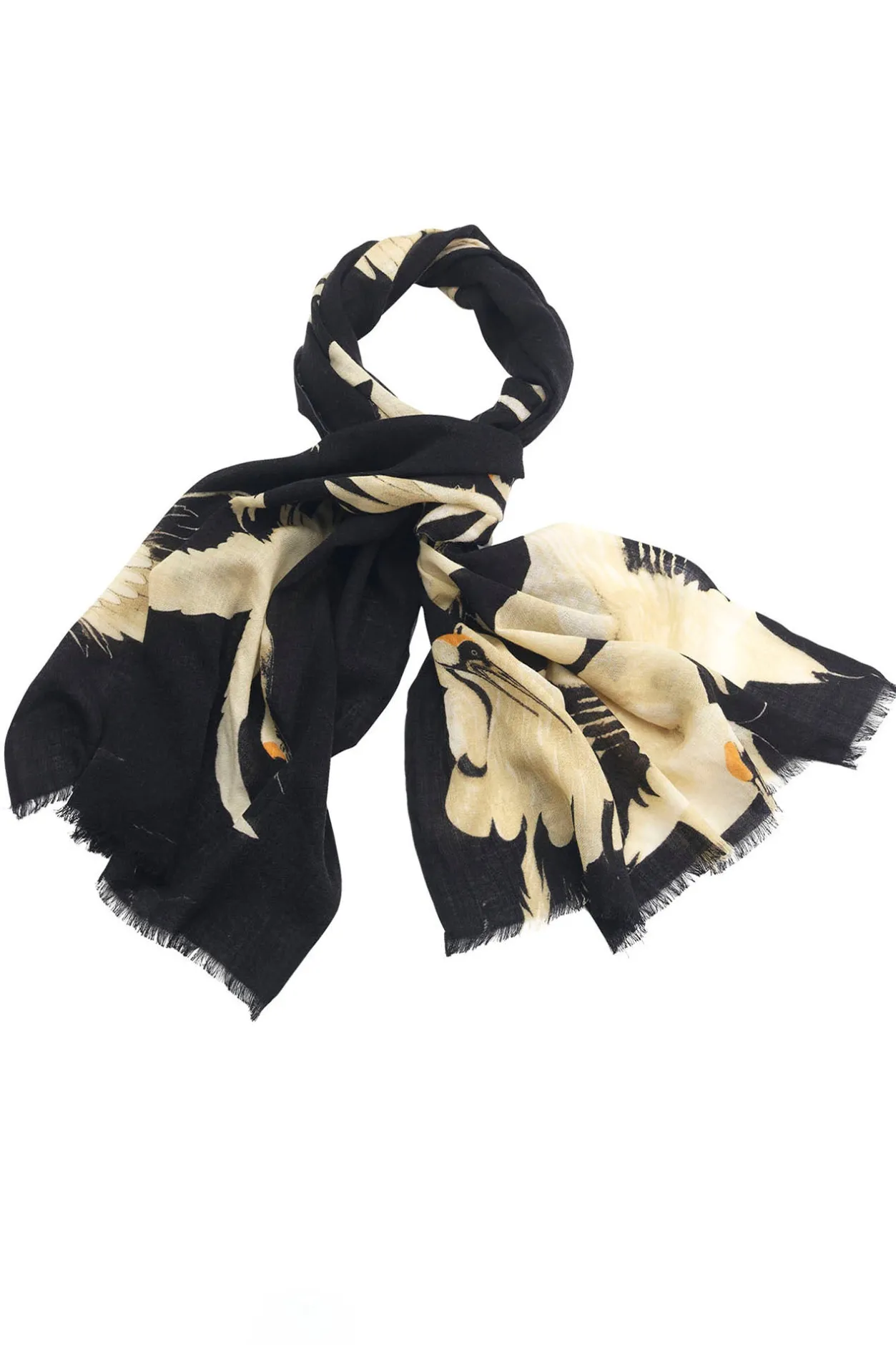 One Hundred Stars Stork Black Wool Scarf
