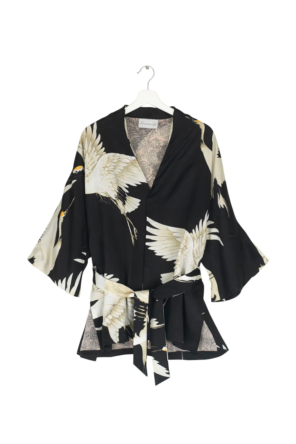 Women One Hundred Stars Stork Black Wrap Jacket