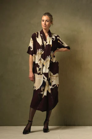 Women One Hundred Stars Stork Burgundy Rachel Dress