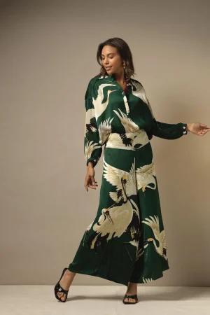 Women One Hundred Stars Stork Forest Green Darcy Shirt