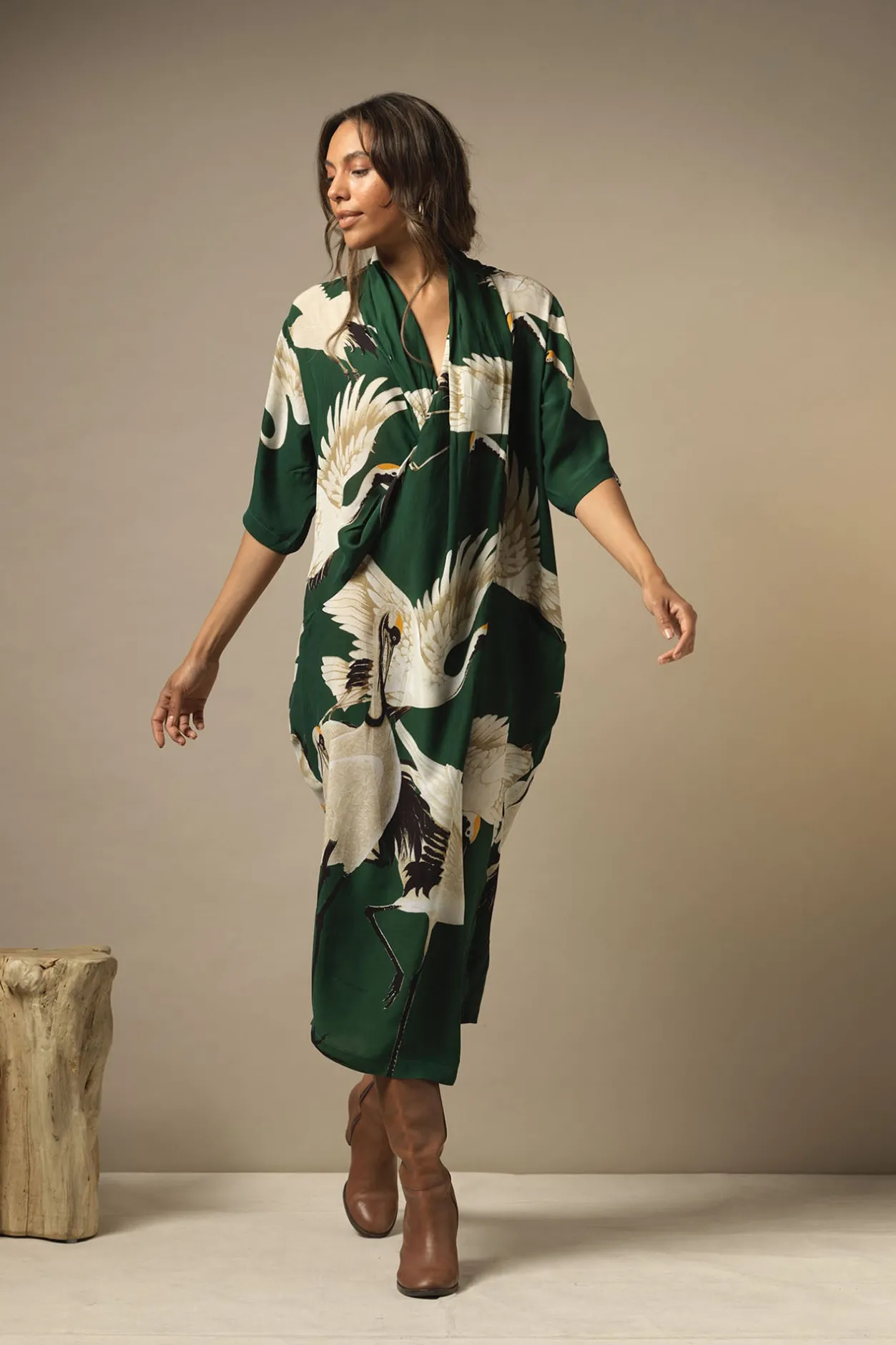 Women One Hundred Stars Stork Forest Green Rachel Dress