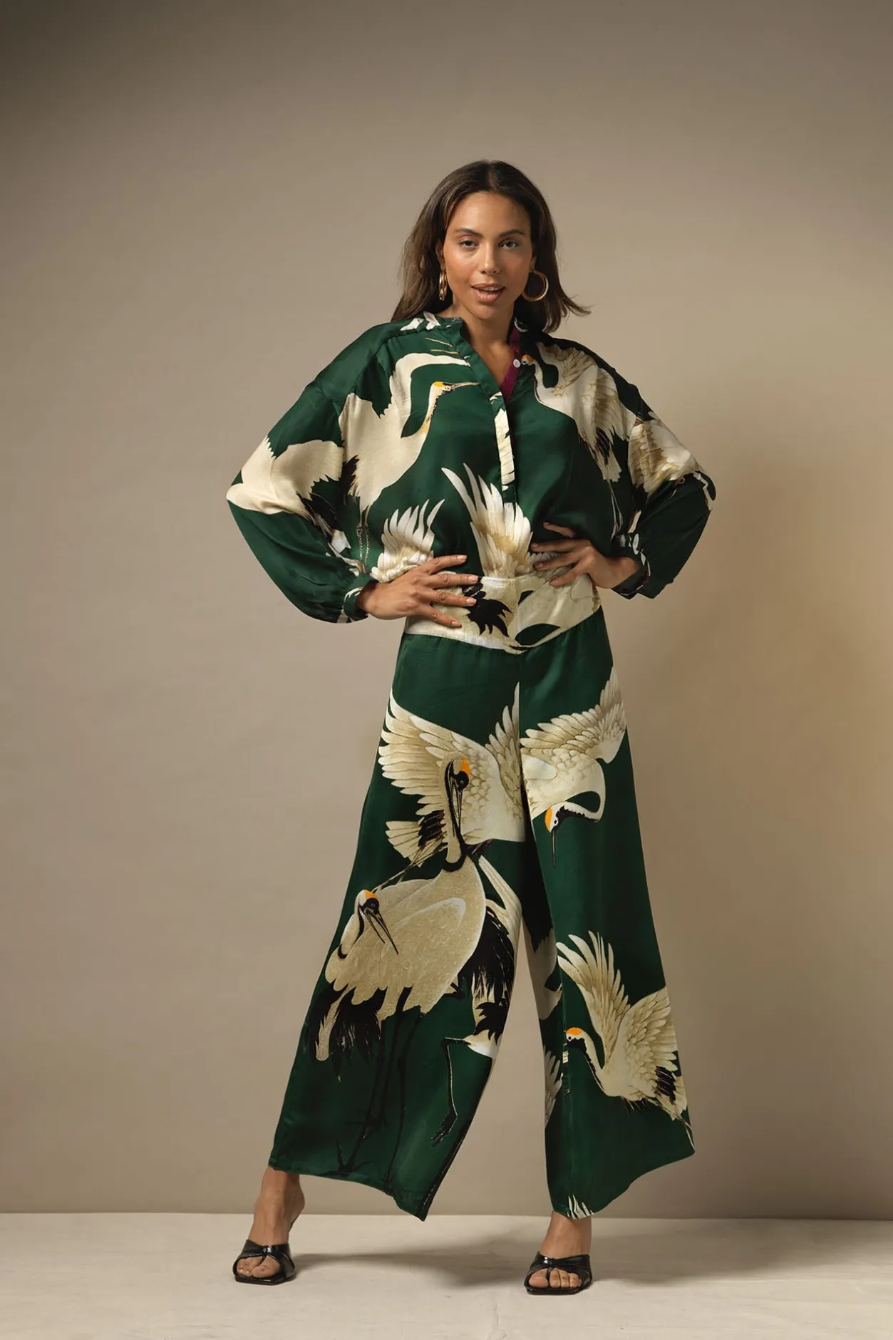 Women One Hundred Stars Stork Forest Palazzo Pant