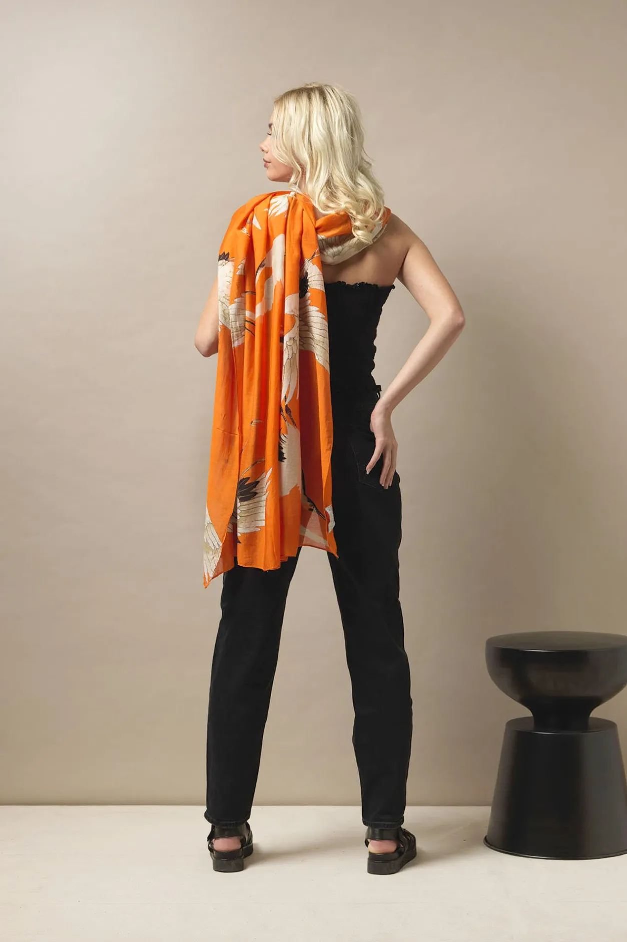 One Hundred Stars Stork Orange Scarf