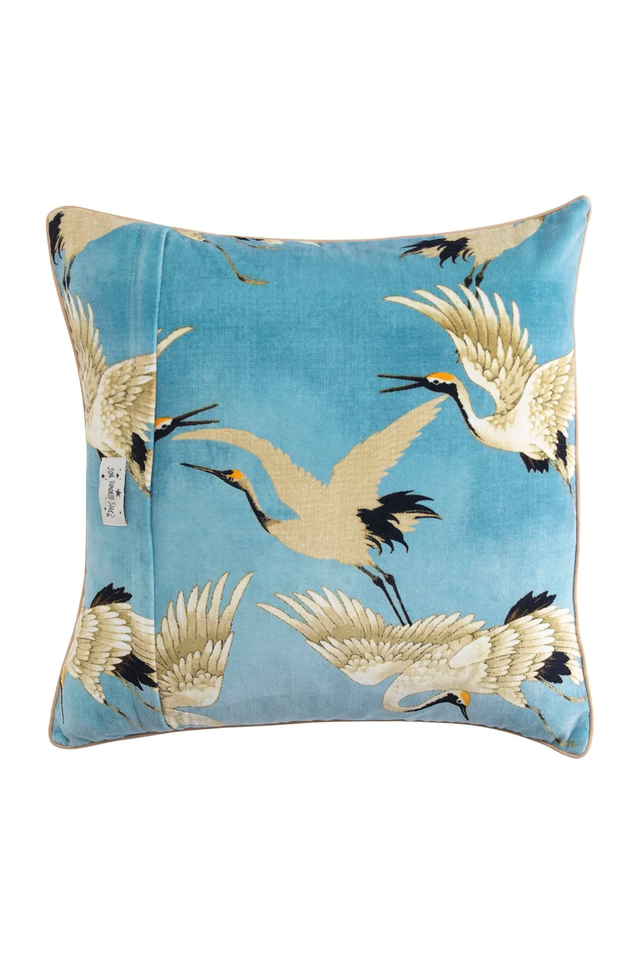 One Hundred Stars Stork Sky Square Velvet Cushion