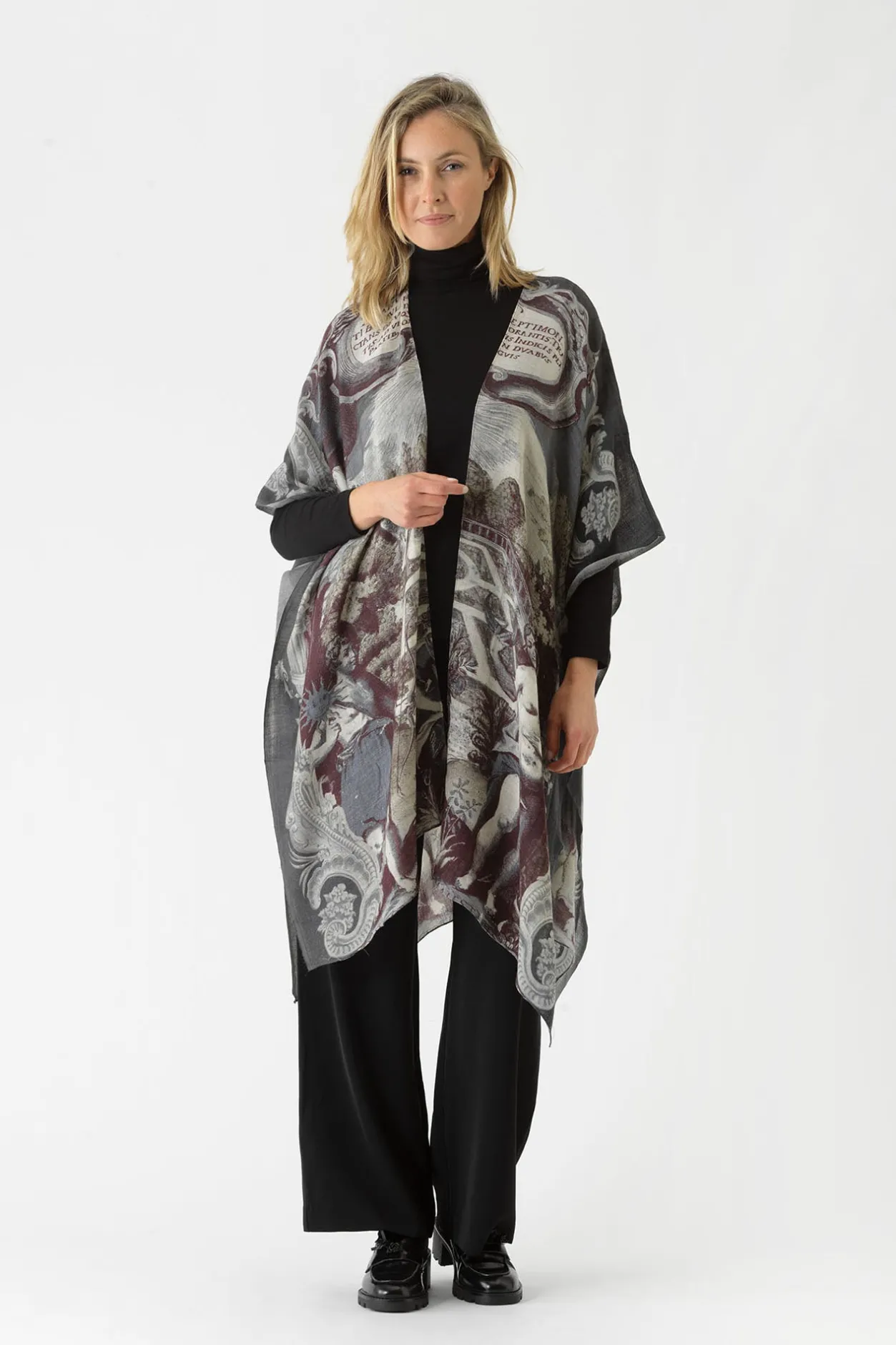 Women One Hundred Stars Sunburst Grey Wool Throwover