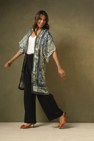 Women One Hundred Stars Tapestry Sea Midi Kimono