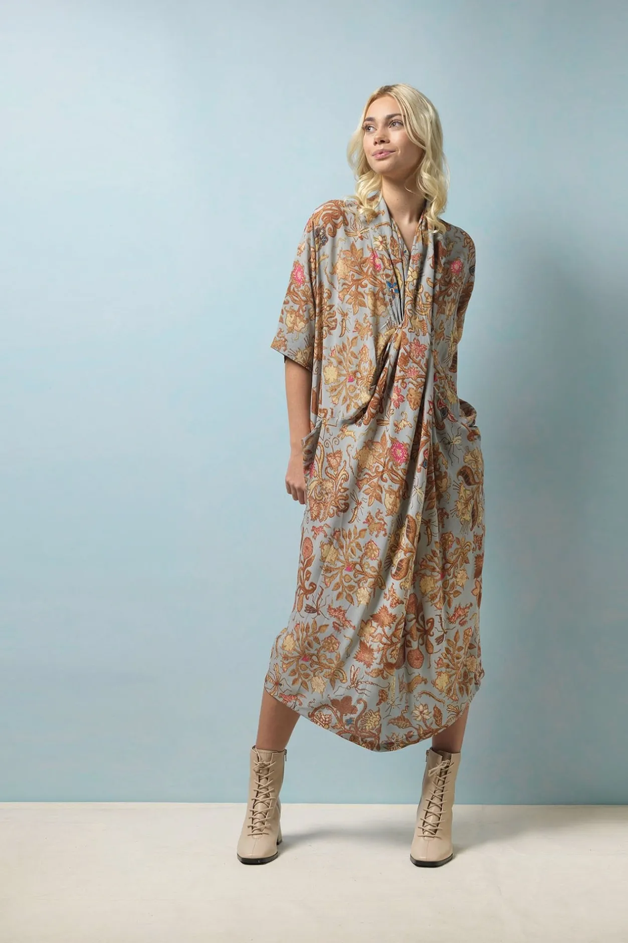 Women One Hundred Stars Tudor Rose Grey Rachel Dress