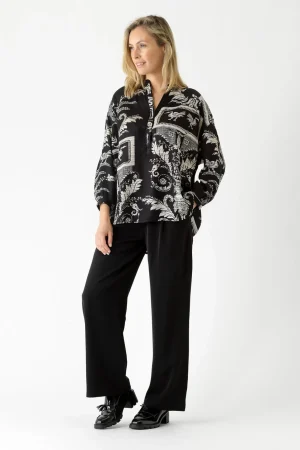 Women One Hundred Stars Vintage Damask Black Darcy Shirt