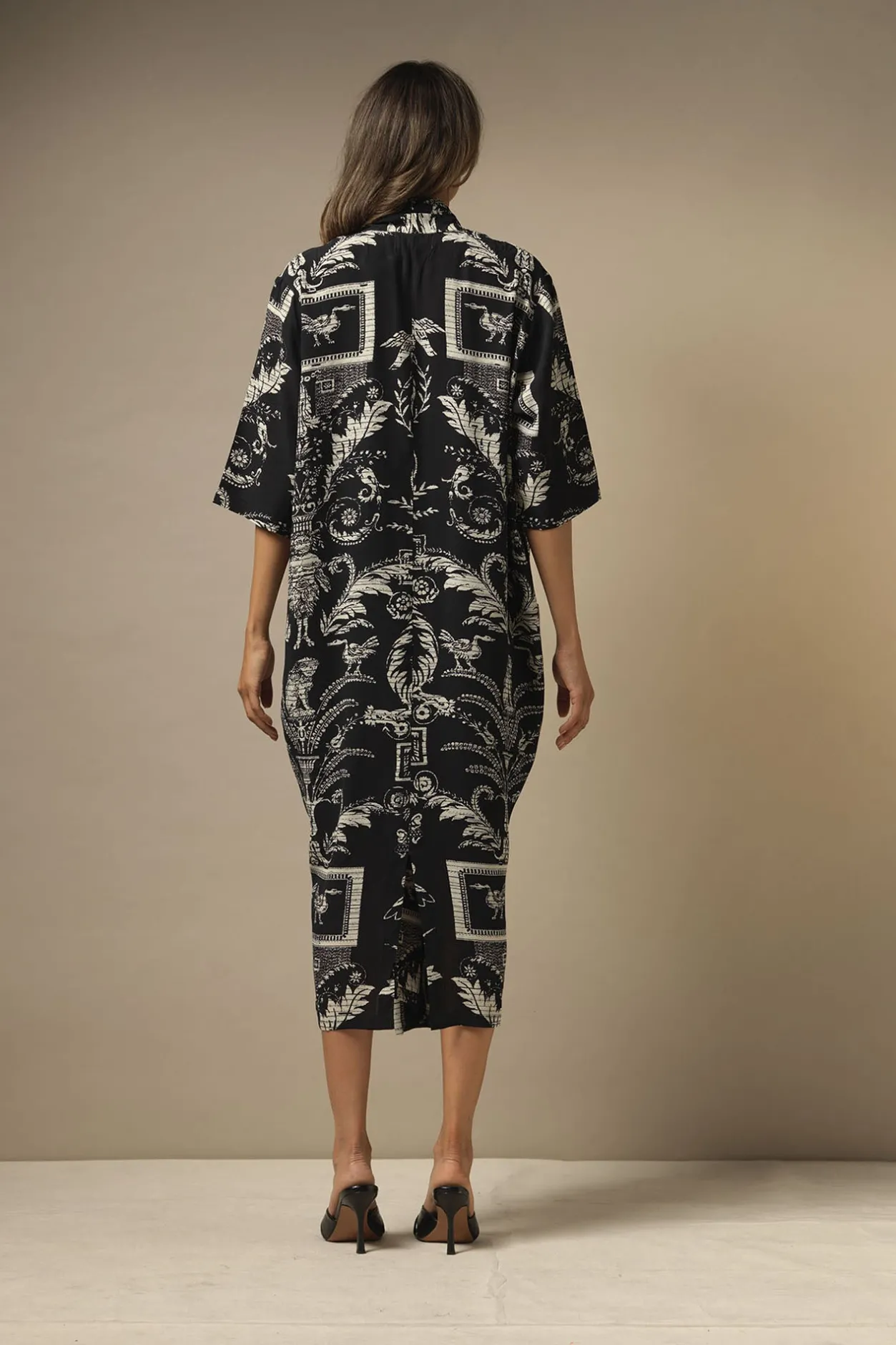 Women One Hundred Stars Vintage Damask Black Rachel Dress